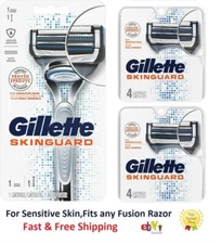 9 Gillette Skinguard Razor Blades 8 Refill Cartridges Sensitive Skin fits Fusion