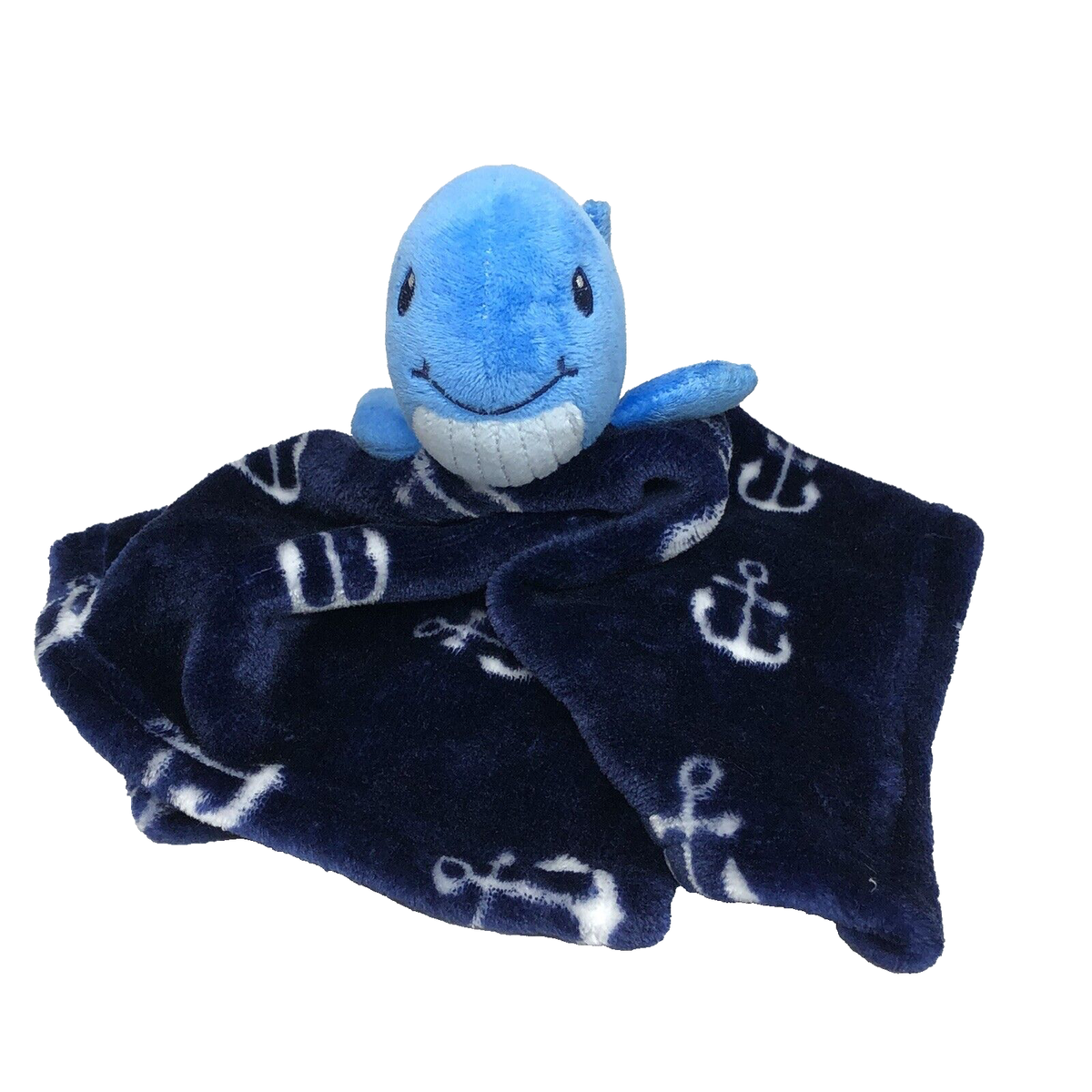 HB Hudson Baby Blue Whale Anchors Nautical Lovey Security Blanket