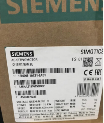 1FL6 066-1AC61-2AB1 NEW SIEMENS SIMOTICS Operating Voltage 1FL6066-1AC61-2AB1