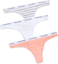 Calvin Klein Carousel Cotton 3-Pack Thong Underwear L141119 Womens Size XS