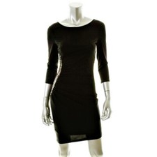 ANDREW MARC BLACK RUCHED & SEQUINED SHEATH DRESS Stretch SZ 2 MSRP $129 NWT