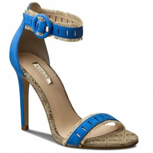 GUESS Saldi Sandali con Frange in Pelle Bicolore Blu Beige Tacco 10,5 List.  €125 | eBay