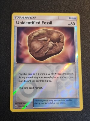 REVERSE HOLO Pokemon Sonne & Mond Ultra Prisma TCG Karte Unidentifiziert Fossil 134/156