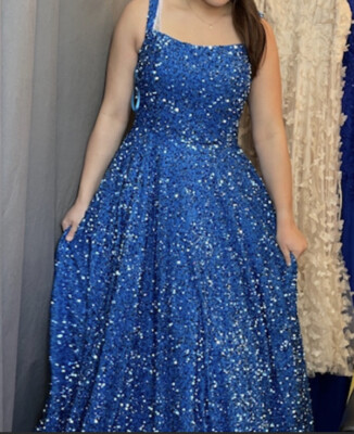 Ed Young Blue Sequin Prom Special Occasion Floor Length Gown Retail $600 |  eBay