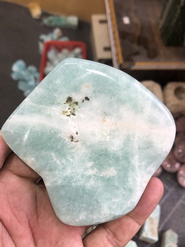 Calcite caraibica verde pietra naturale 265 g bellissimo esemplare di cristallo - Foto 10 di 16