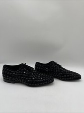 Dolce & Gabbana Black Embellished Suede Lace Up Round Toe Loafers Men’s Size 6