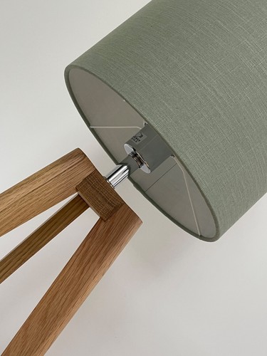 Tambor cilindro cilíndrico verde salvia 100 % lino extra alto - Imagen 4 de 10