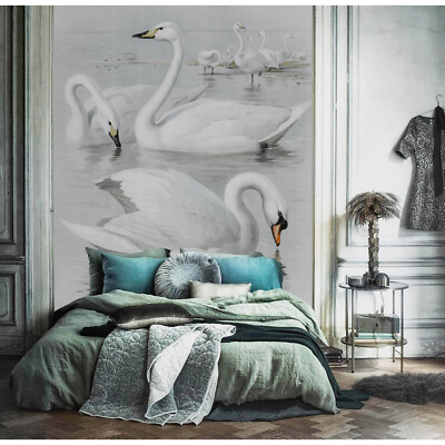 Non-woven wallpaper Swans Art wall decor Painting Home wall