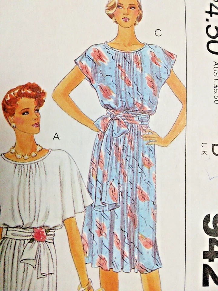 Dress Tie Belt Slip Scarf B 8 10 12 McCalls 9427 Sewing Pattern UC 80s Capelet - Image 4 of 4