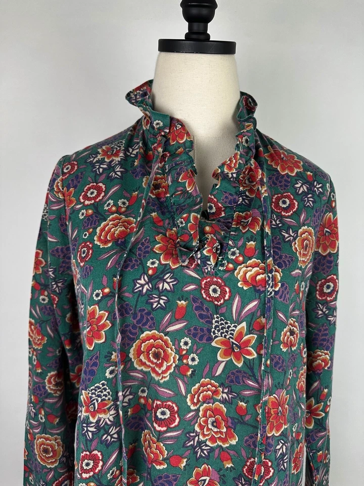 Blusa Camponesa Vintage Anos 70 M Floral Paisley Babado Gola Alta Hippie Boêmia - Imagem 2 de 4