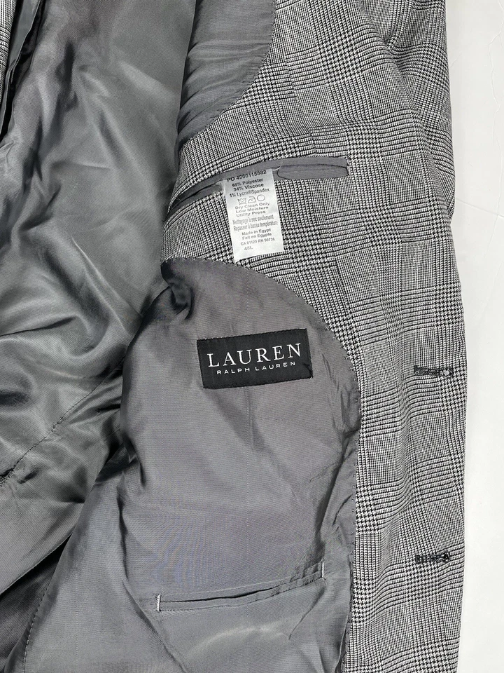 Jaqueta LAUREN RALPH LAUREN Classic-Fit UltraFlex lã preta xadrez esporte 42L - Imagem 4 de 4