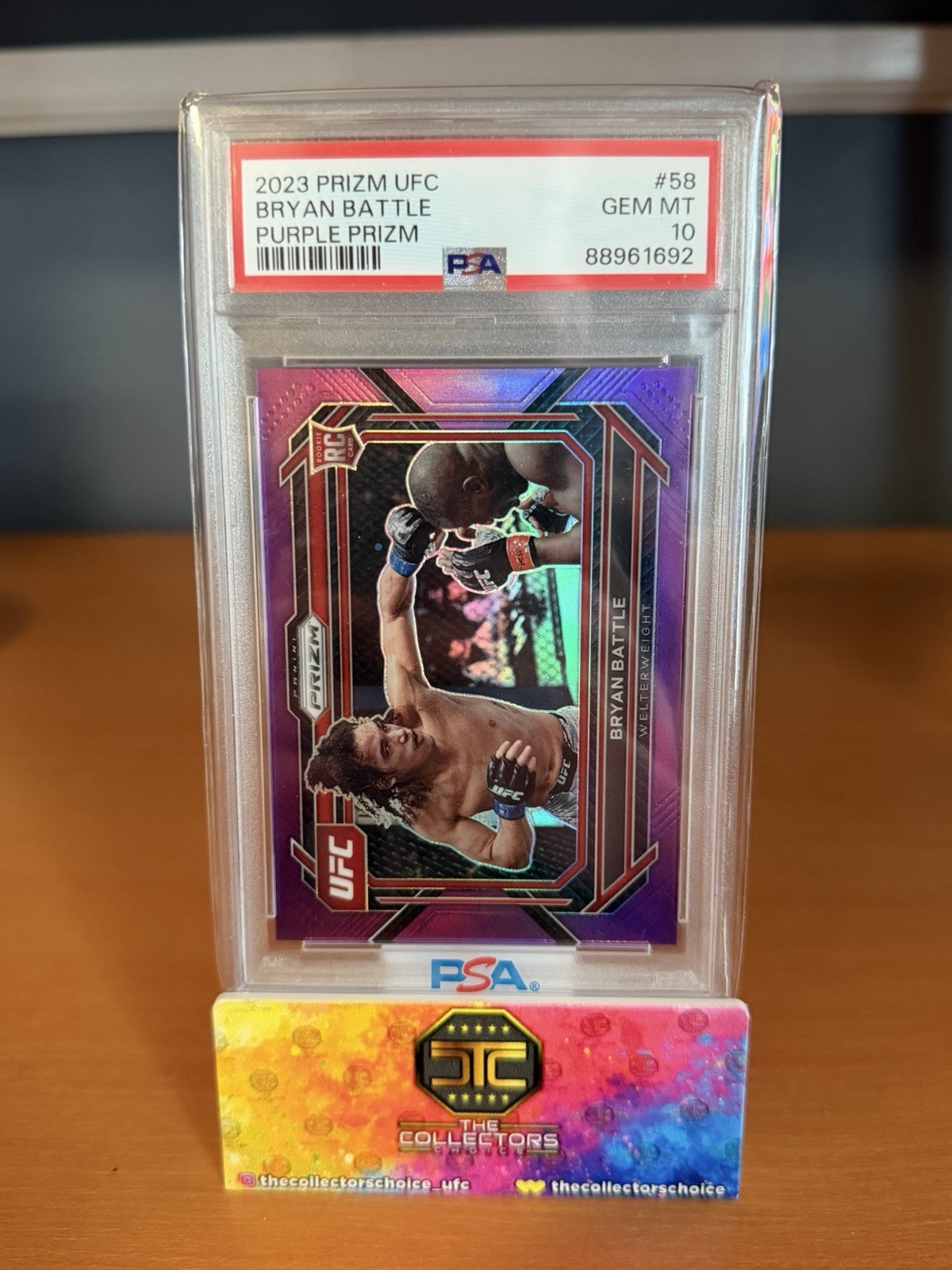 2023 Panini Prizm UFC Bryan Battle #58 Purple Prizm /149 (RC) PSA 10 Gem Mint