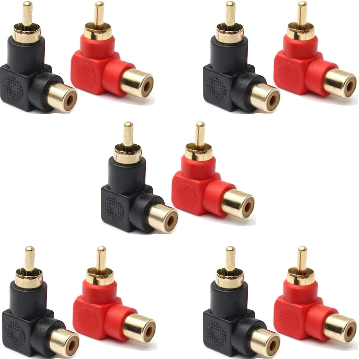RCA 90 Degree,Right Angle Adapter RCA Male to Female Elbow Connectors,Gold-Plate