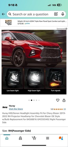 2019‑2021 Chevy Blazer Passenger HID Headlight Assembly w/ Bulb - Aftermarket - Picture 12 of 13