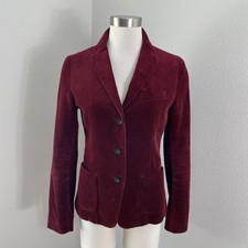 Ines De La Fressange X Uniqlo Blazer Womens Small Burgundy Corduroy Patch Jacket