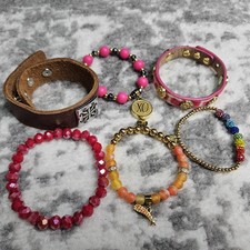 Lot Of 5 Rustic Cuff Bracelets Leather Adjust...