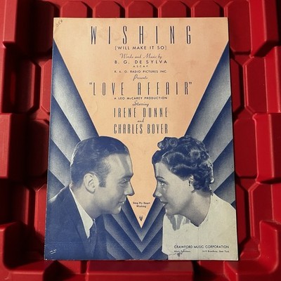 Wishing Will Make It So Sheet Music B.G. Sylva  Love Affair Vintage 1939