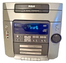 RCA RS2635B Shelf Stereo 5-CD Changer AM/FM Cassette Deck Tested Power On No Spk
