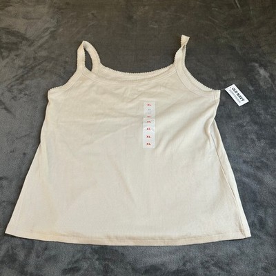 Old Navy Rib Knit Tank Top Womens Extra Large XL Sleeveless Beige Casual New