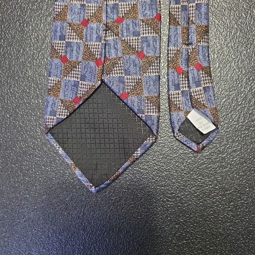 Corbata Gordon & Ferguson para hombre 56,5 L 3,75 W azul seda marrón geométrica EE. UU. - Imagen 6 de 9