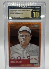 PRISTINE 10 2022 Topps Chrome Platinum Orange Wave Refractor #3 Babe Ruth /25