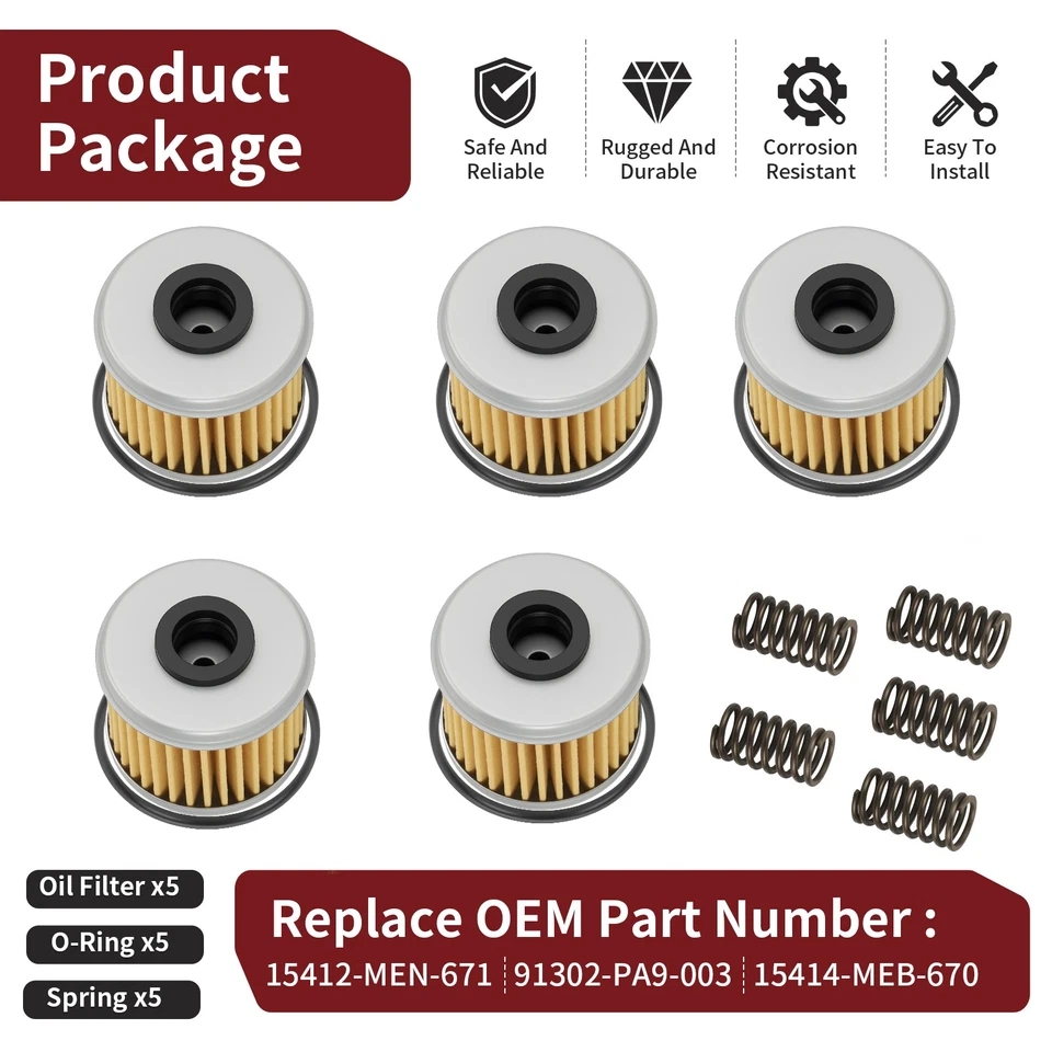 5 Oil Filter Filters for Honda CRF150R CRF150RB CRF250R CRF250X CRF450R CRF450X - Image 3 of 4