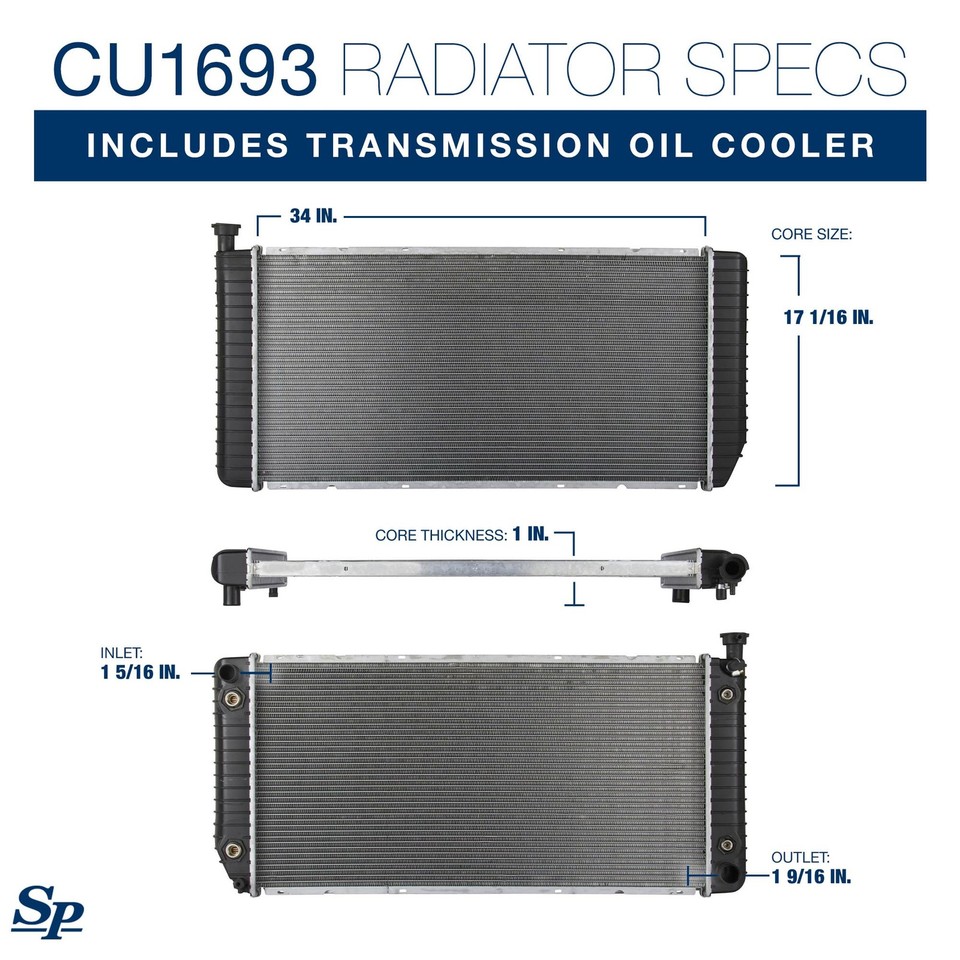 Listed Radiator Radiator CU1693 with EOC and TOC Compatible Chevrolet GMC 671607729962 ...