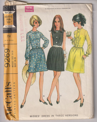 9269 McCALLS c.1968 - DRESS w Variations - Sz 14/16 B 36/38''