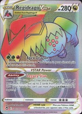 Pokemon Regidrago VSTAR 201/195 Rainbow Rare Silver Tempest Holo Near Mint
