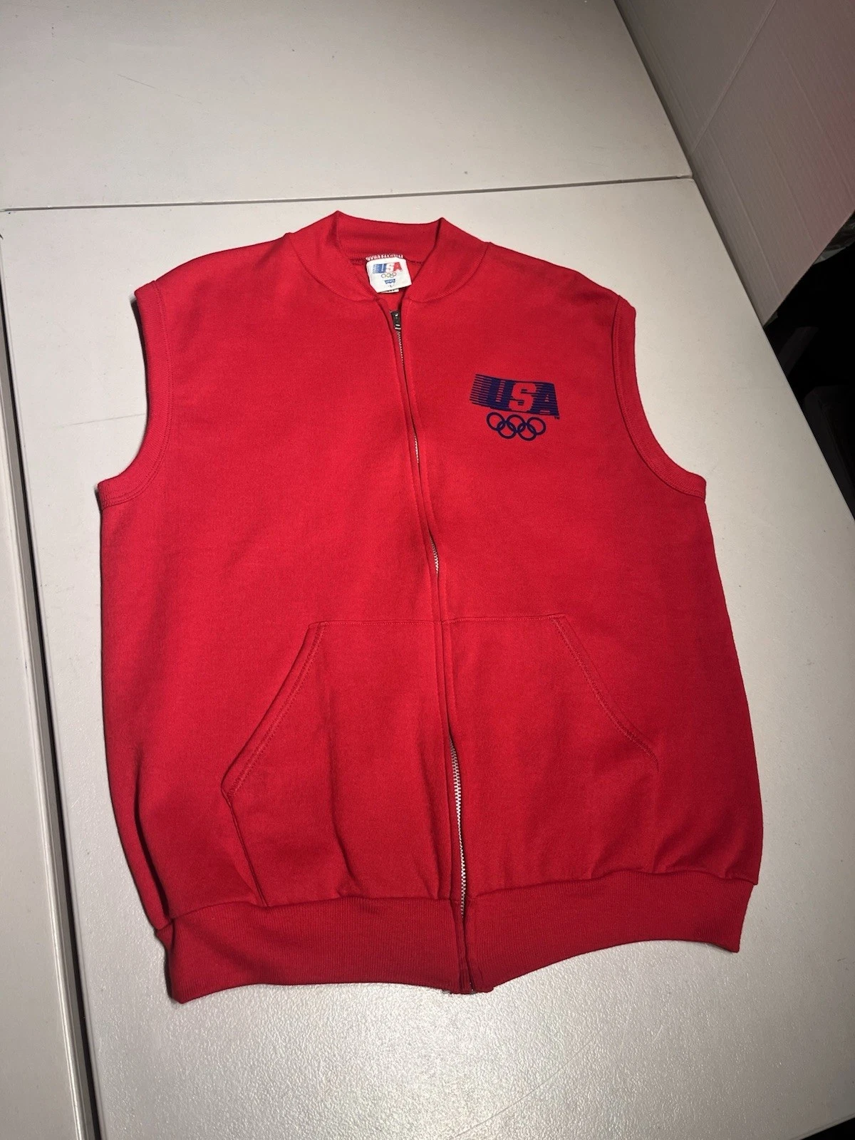 Levis Team USA Olympics Vest Men’s Large Zipper Fleece 1984 Los Angeles Vintage