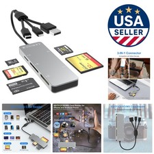 Bawanfa 5 in 1 Aluminum Memory Card Reader - USB-C, Lightning & USB-A Adapter