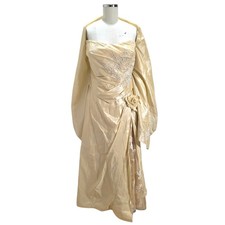Jovani Champagne Gold Evening Gown w Shoulder Wrap Size 20