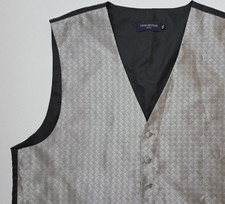 Umo Lorenzo Mens Silver Weave Design 6 Button Suit Tuxedo Vest, Size XXL