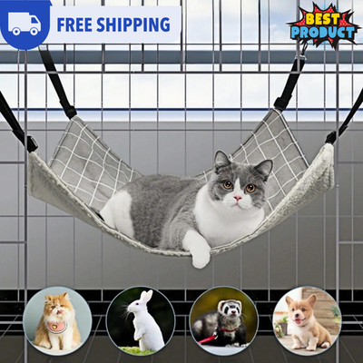 Cat Hammock Cage Hanging Reversible Pet Hammocks Bed Adjustable Cat Swing Beds