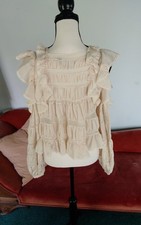 ISABEL MARANT Silk Top FR36 US4 UK8 Small Cold Shoulders Square Neck