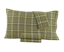  Flannel Sheet Set 100% Cotton () King Sage Plaid