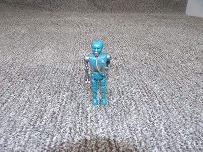 Vintage Blue & Silver Robot Action Figure Toy Collectible Retro Design Articulat