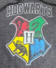 Harry Potter Hogwarts Hoodie Gray Pullover MEDIUM Sweatshirt long Sleeve Unisex
