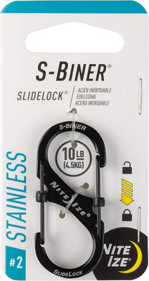 Nite Ize Karabiner S-Biner Slidelock, Schwarz, 2, NI-LSB2-01-R3