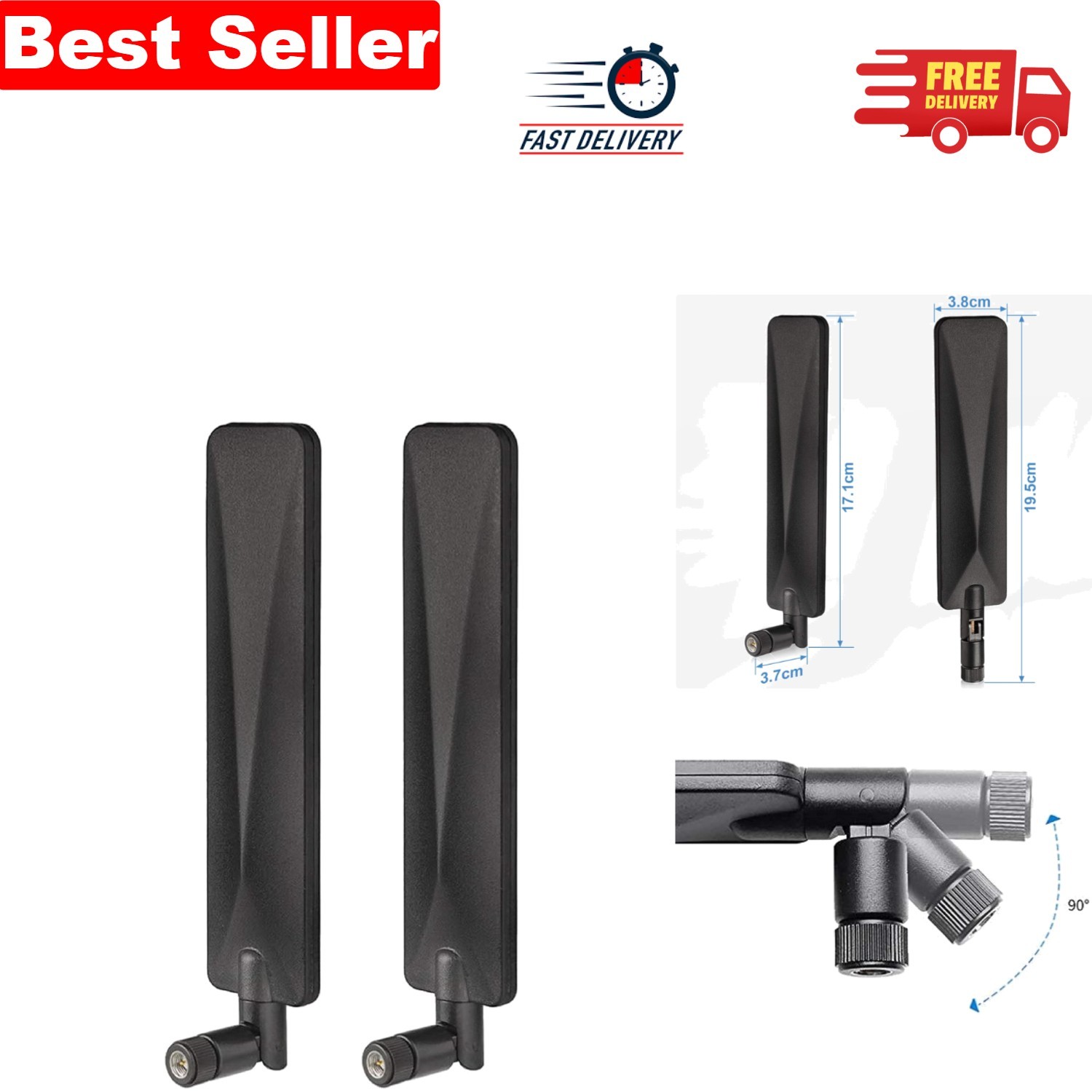 Omni-Directional 4G LTE Antenna Set - 9dBi Gain, Ideal for Routers and Cameras