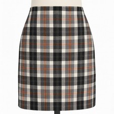 JG Hook 8P Wool Plaid Skirt Black Gray Orange Check Classic Preppy Fall Style