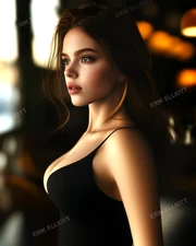 8X10 Photo Art Print - Gorgeous Brunette Pretty Female Model Artwork