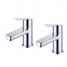 Chrome Bath Pillar Taps Pair – Modern Lever Taps UK