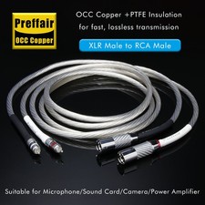 Pair High Fidelity OCC Copper Cable Silver Plated XLR Male to RCA Plugs