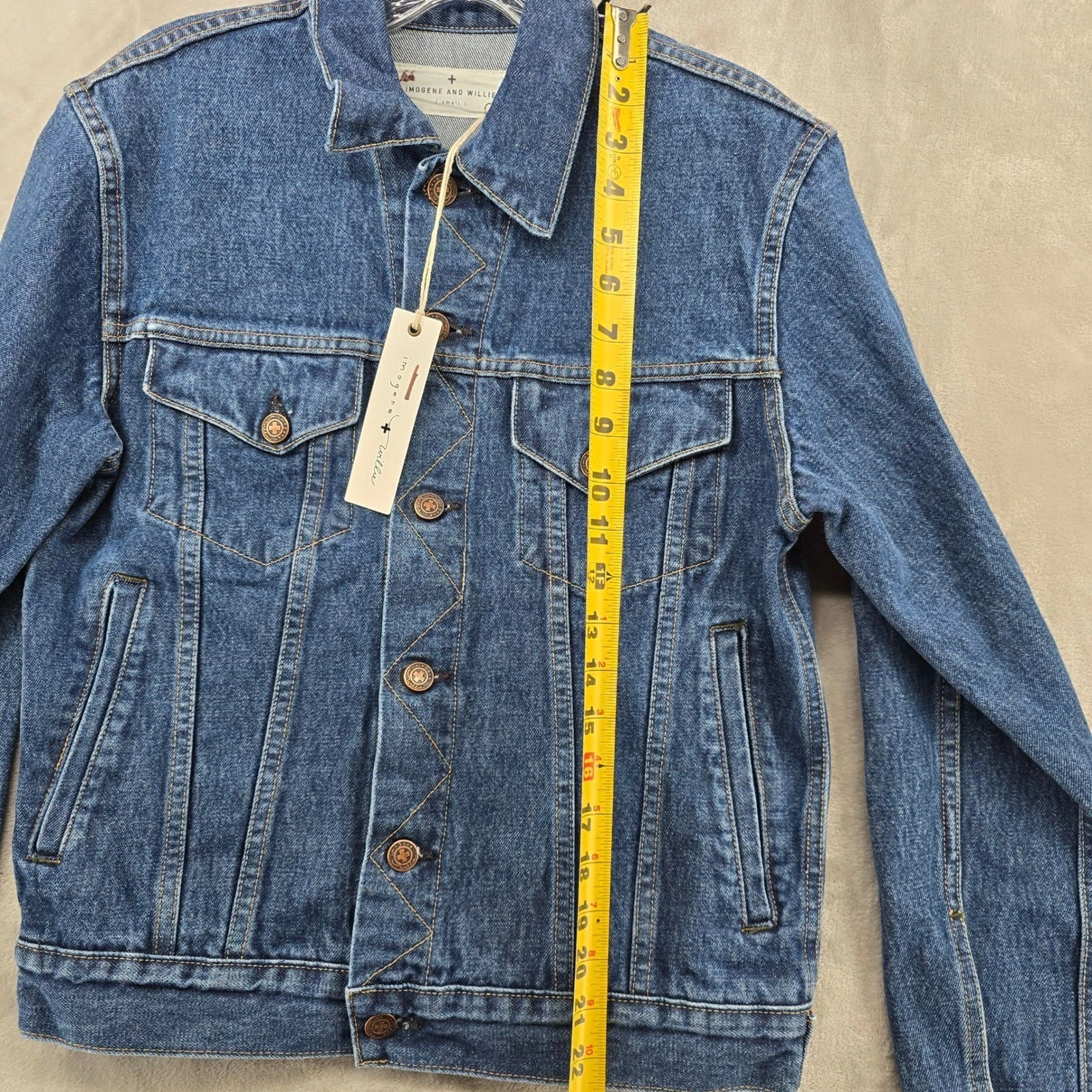 Imogene and Willie Wilkins Jacket Mens Small Indigo Washed Denim Trucker Jacket image 5