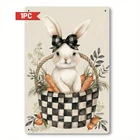 Charming Vintage Rabbit Iron Wall Art Tin Metal Signs Home Décor 8x12 In Country