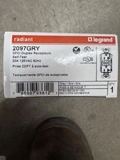 Legrand radiant 20A GFCI Duplex Outlet (Gray) 2097GRY Self-Test