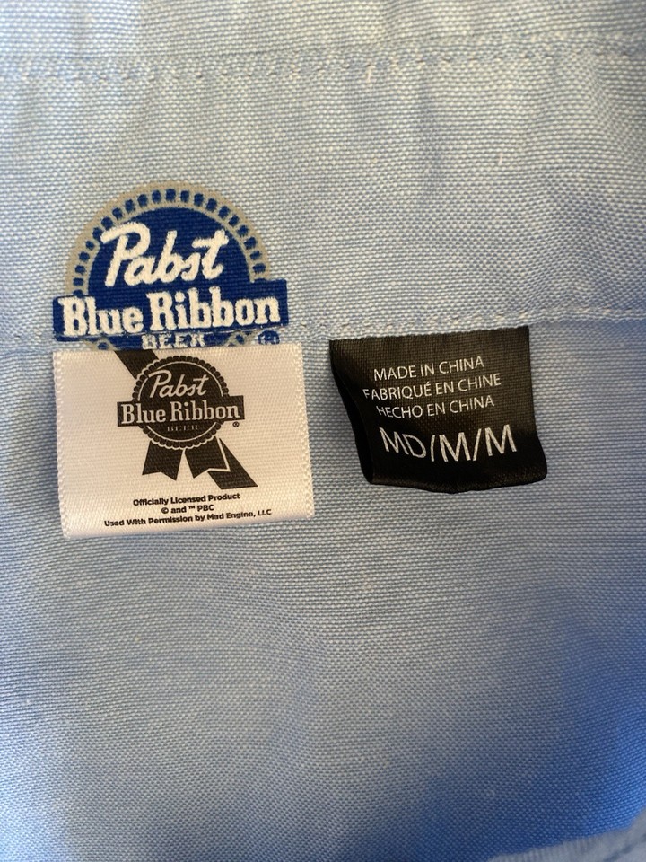 Pabst Blue Ribbon Breweriana All-Over Print Short Sleeve Button-Up ...