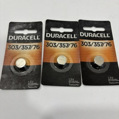 Lot of 3 Duracell 303/357/76 Silver Oxide Button Battery 1.5V New In Package