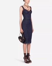 Dolce & Gabbana Corset Dress Size S Indigo Blue Black New with Tags